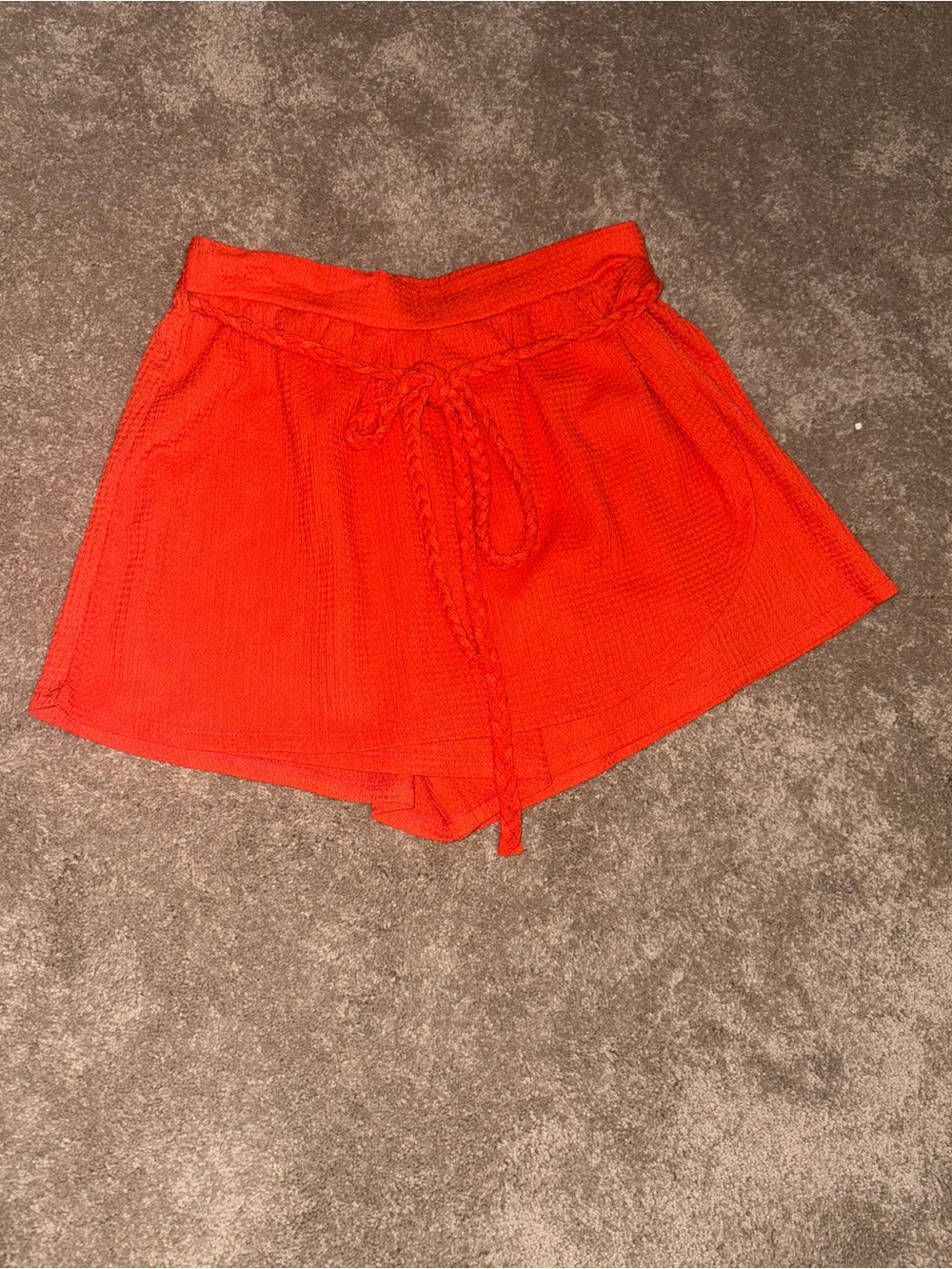 Buckle Orange Knit Drawstring Skort Shorts
